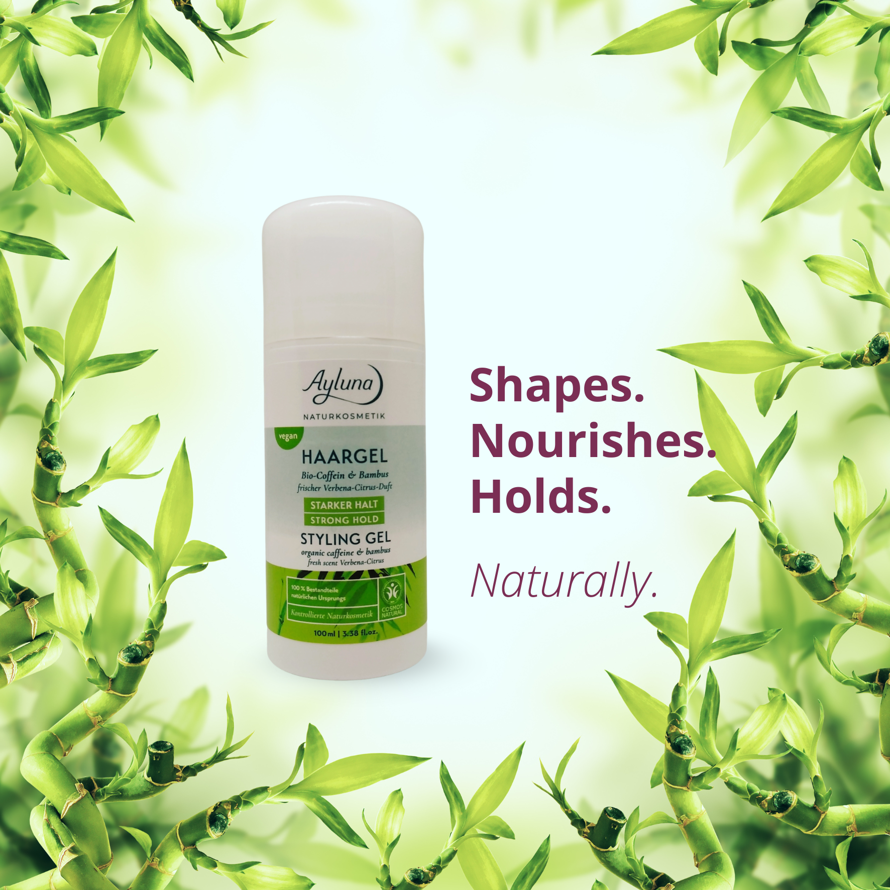 Our vegan hair gel with organic caffeine and bamboo shapes your hair without weighing it down – for a well-groomed look with natural hold. Discover it now!